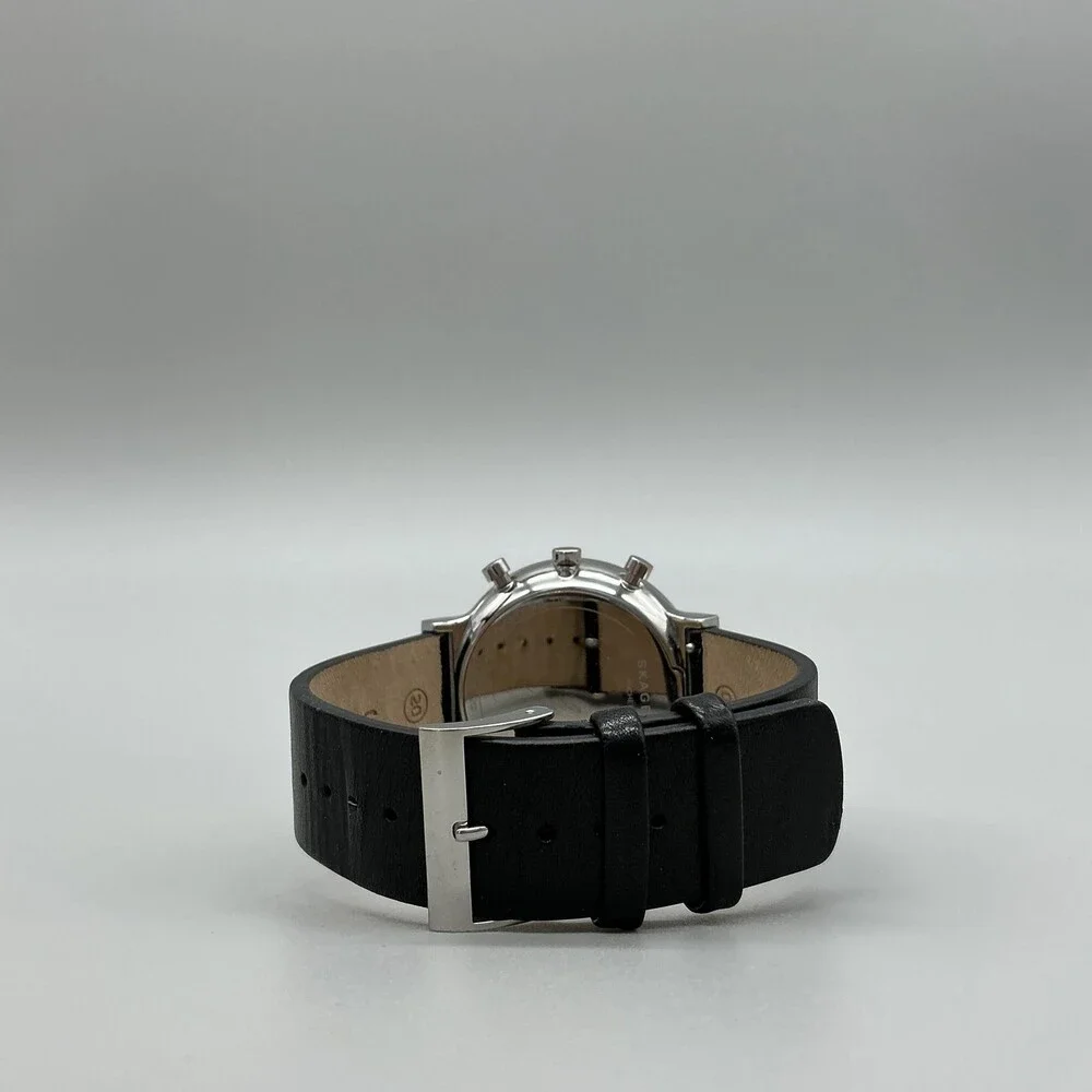 Skagen Ancher SKW6477 Mens Watch 40mm Blue Dial Black Leather Chrono New Battery